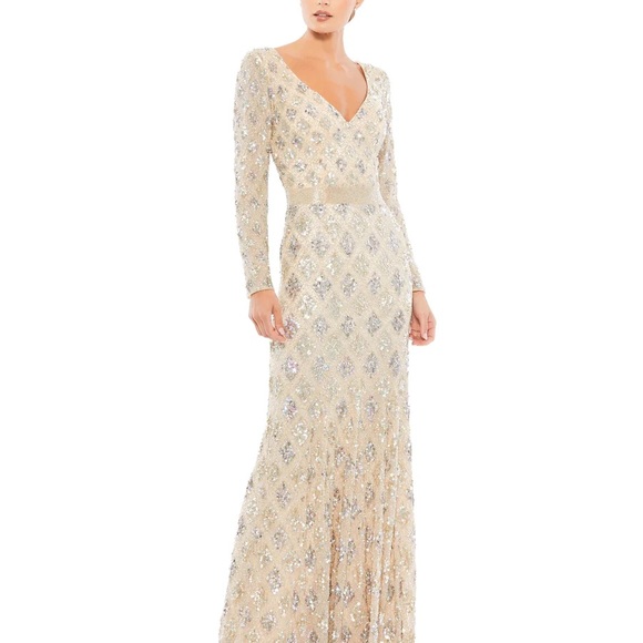 (56) ❤️ BNWT MAC DUGGAL GEOMETRIC EMBELLISHED EVENING GOWN STYLE 5021 - Picture 2 of 7